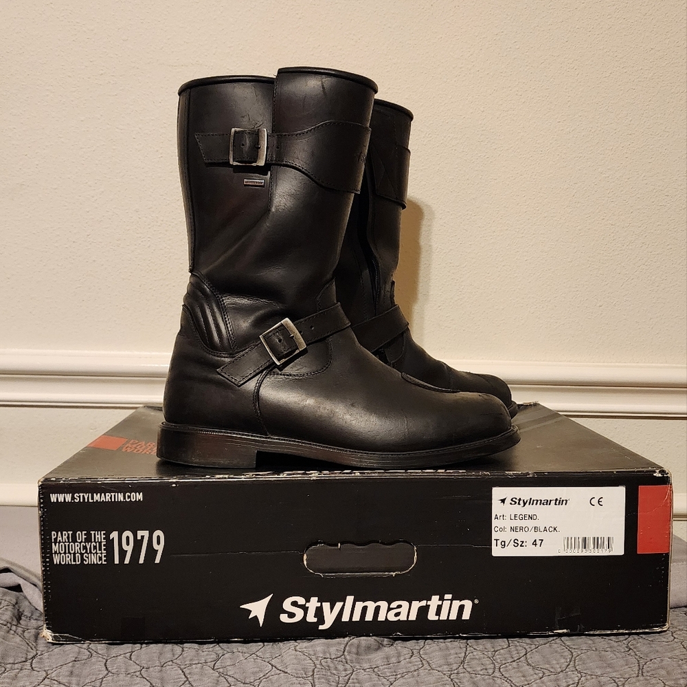 Men's Black Motorcycle Riding Boots Stylmartin Legend Size 13US/EU47